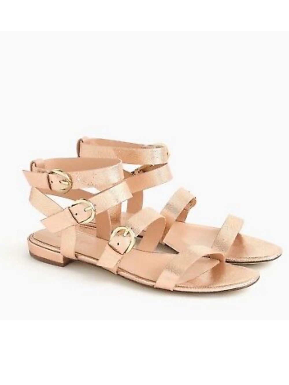 J CREW BUCKLED GLADIATOR SANDALS ROSE GOLD SZ 9